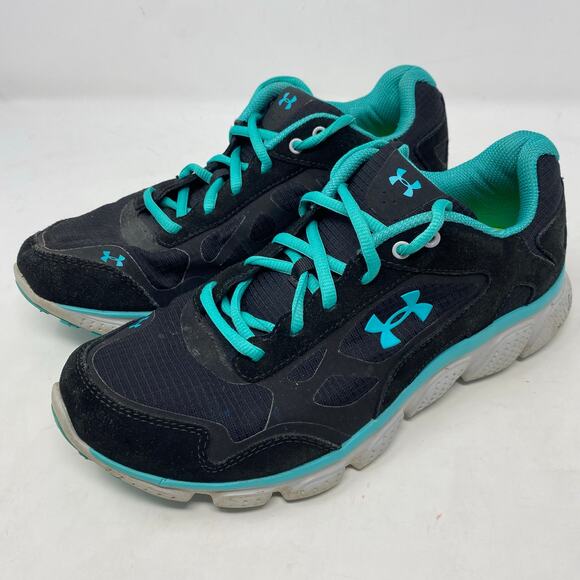 Under Armour UA Thrill Running Shoes Black Teal Womens Size 8.5 - Picture 1 of 6
